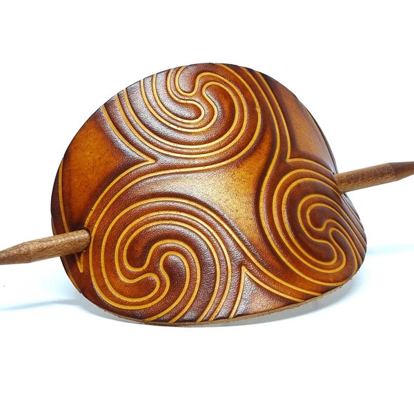 Hair Clip Leather - Hair Clip Strudel - OX Antique Lion Swirl – Vickys World