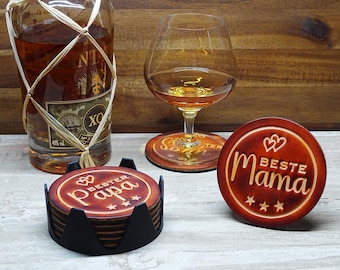 Round Leather Coasters - Individually or in a Set - OX Antique - Best Family