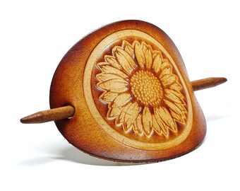 Hair clip leather - Sunflower hair clip - OX Antique Lion - Sunflower – Vickys World
