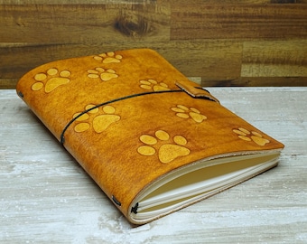 Notebook in cowhide leather - 4EVER OX - Paws First Stepps Lion - A5 - Personalizable & Refillable