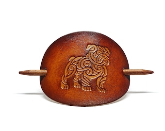 Hair clip leather - hair clip - OX Antique Lion - Bully Tribal – Vickys World