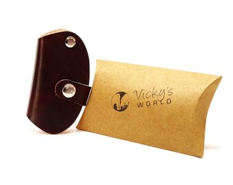 Leather Keychain Key Case Saddle OX Maroon Personalizable Handmade in Germany Vickys World