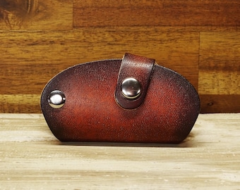 Leather Keychain Key Case Saddle OX Antique Dark Personalizable Handmade in Germany Vickys World