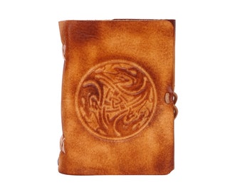 Lederbuch Notizbuch Tagebuch Leder - soft OX Celtic Dragon Scuff - A6 - 400 Seiten - Vickys World - Inklusive Gratis Prägung