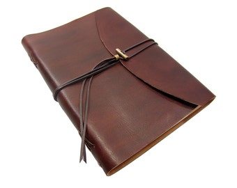 Leather book soft OX Classic Maroon A4 incl. free embossing - Diary, guest book, sketchbook by Vickys World - Made in Germany