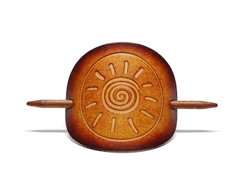 Leather hair clip - sun hair clip - OX Antique Lion - Sun – Vickys World