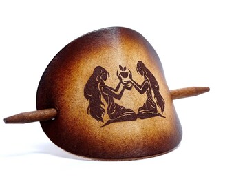 Leather Hair Clips Zodiac Sign OX Antique Zodiac Vicky's World