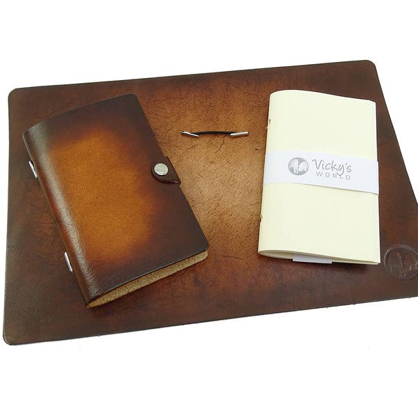 Leather book 4EVER OX Spot Medium Antique - Notebook with exchangeable, refillable book block incl. free embossing - Made by Vickys World