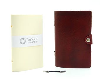 Leather book 4EVER OX Bloody - Notebook with exchangeable, refillable book block including free embossing - Made in Germany