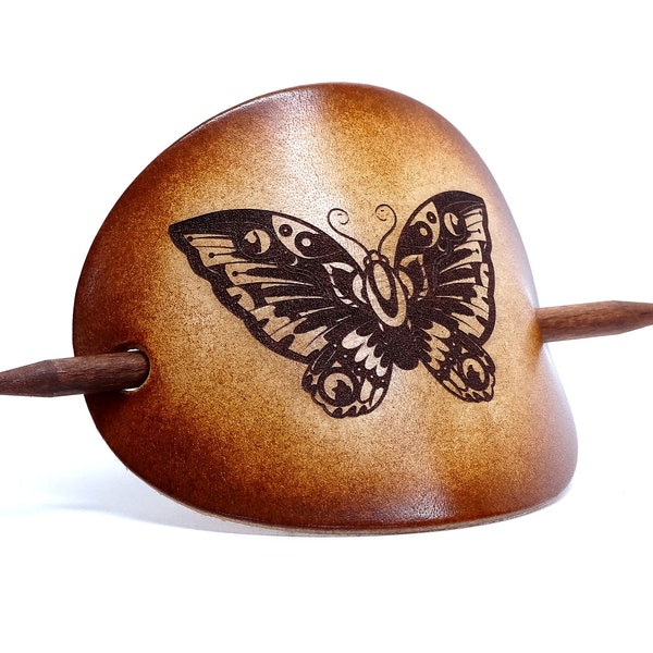 Leather Hair slide - Butterfly - Vickys World - Hair clip leather