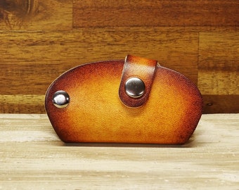 Leather Keychain Key Case Saddle OX Antique Light Personalizable Handmade in Germany Vickys World
