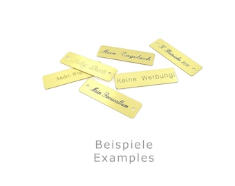 Messing-Schild 70x25 mm inkl. Gravur - Klingelschild - Briefkastenschild - Namensschild - Türschild