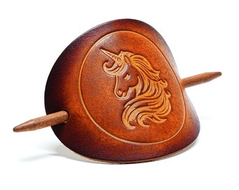 Hair clip leather - unicorn hair clip - OX Antique Lion - Unicorn – Vickys World