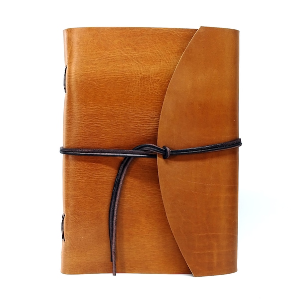 Lederbuch Tagebuch Notizbuch - Vickys World Box OX Raw Caramel Din A4 mit 400 Seiten - Kostenlose Personalisierung