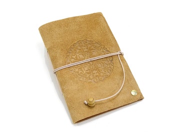 Notebook Leather Book Travel Diary - Travel Memory Mandala Caramel - A6 100 - Vickys World - including free embossing