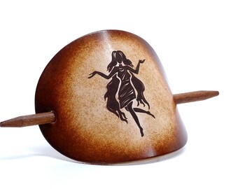 Leather Hair slide - Zodiac sign virgo - Vickys World - Hair clip leather