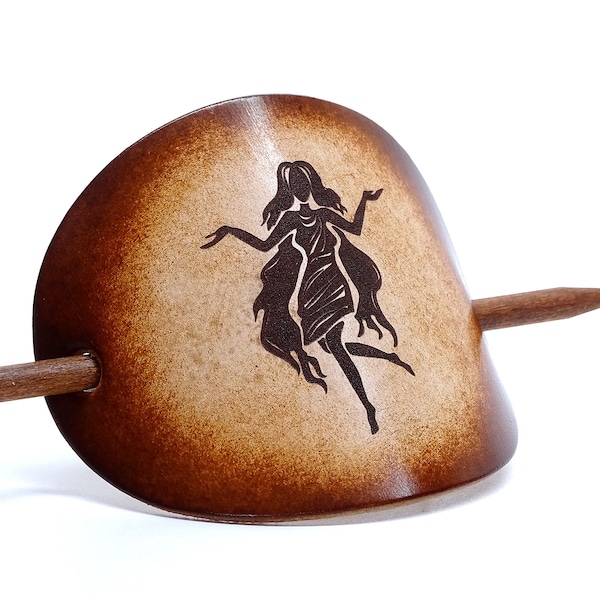 Leather Hair slide - Zodiac sign virgo - Vickys World - Hair clip leather