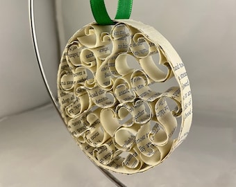 Book Filigree Ornament Upcycled Paper