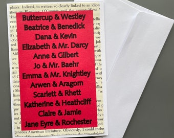 Romantic Literary Couples Card