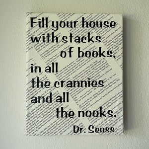 Dr Seuss Leinwand Kunst - Geschenk für Leser, Schriftsteller, Bibliothekar, Lehrer, Babyparty, Kinderbibliothek