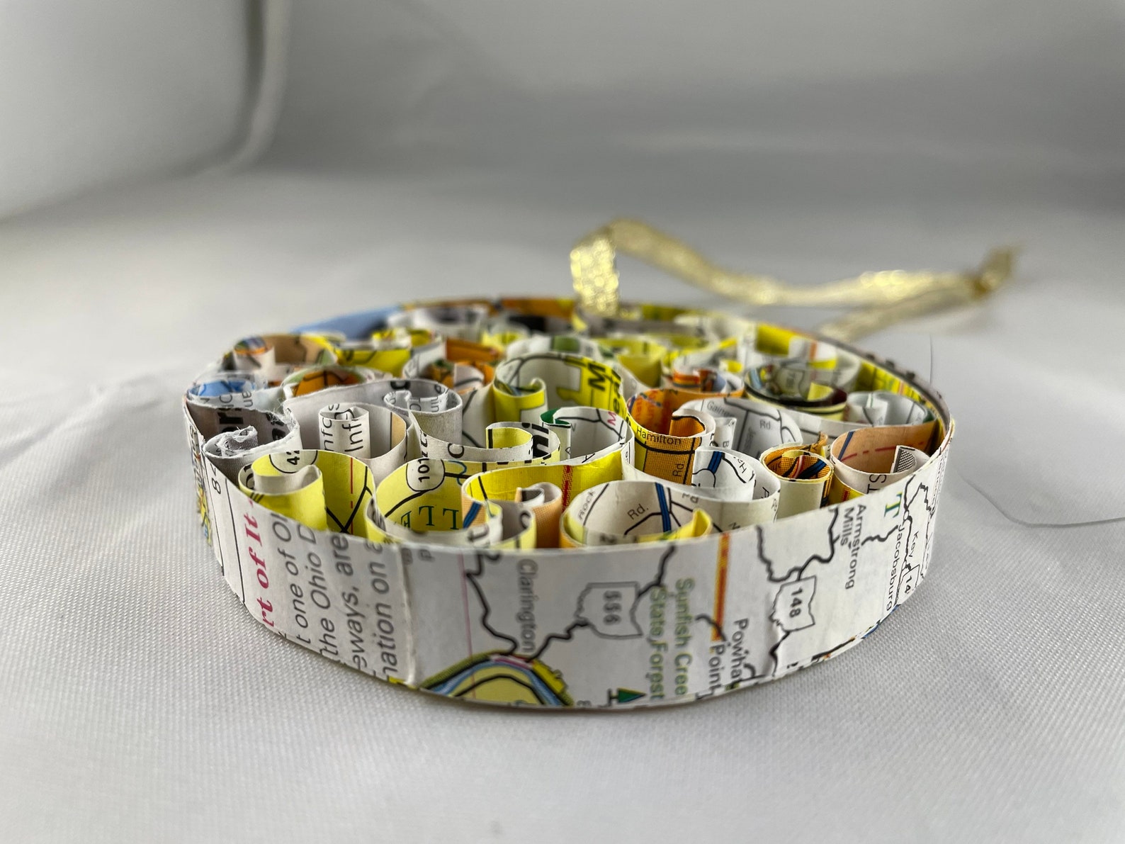 Map Pin Filigree Filigree Map Ornament Upcycled Paper - Etsy