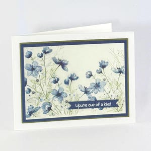 Carte florale faite main « Penser à vous » | Carte d'encouragement unique en son genre | Carte de voeux fleurs aquarelles