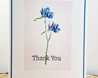 Thank you Card, Floral Thank you Card, Wild Flower Appreciation Card, Handmade Thank You Card, Water coloured Thank You Card