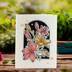 Carte de sympathie florale - « Vous êtes dans mes pensées » - carte d'encouragement ou de condoléances faite main