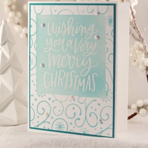 Carte de Noël faite main, je vous souhaite un très joyeux Noël, carte de Noël unique, carte de Noël enneigée, carte d'hiver OOAK