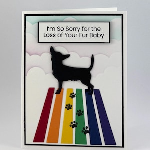 Carte de sympathie pour chien Rainbow Bridge - Carte de décès d'un animal de compagnie pour amoureux des chiens - Mémorial de bébé en fourrure - Carte faite main avec enveloppe