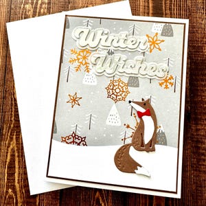 Carte de Noël renard, carte de voeux d'hiver, carte de Noël faite main
