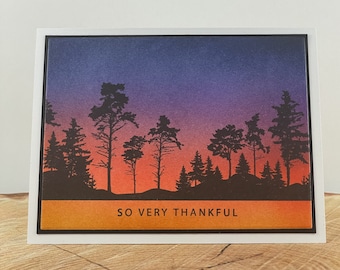 Masculine Thank You Card, Scenic Thank You Card, Silhouette Sunset Card, Friend Thank You Card, So Very Thankful, Outdoor Thank You Card