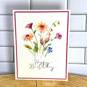 Carte d'anniversaire florale élégante - Motif floral à l'aquarelle