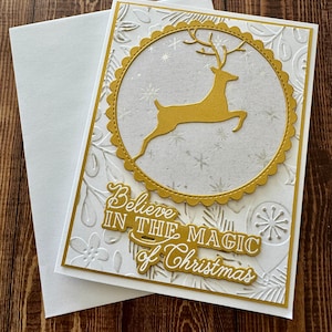 Carte de Noël faite main, carte de voeux joyeux Noël, carte de Noël unique, carte de vœux élégante, carte de Noël renne