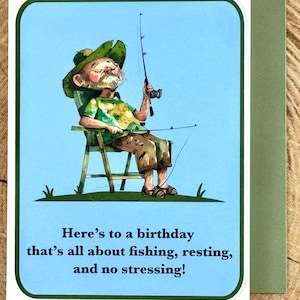 Carte d'anniversaire de pêche amusante : détendez-vous, pêchez et profitez-en !