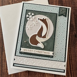 Carte de Noël renard, carte de joyeux Noël, carte de Noël faite main