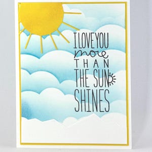Carte d'amour faite main | Je t'aime plus que le soleil ne brille | carte d'encouragement | Enveloppe blanche assortie