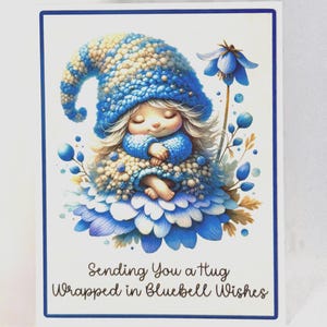 Bluebell Wünsche Umarmung Karte - Gemütliche, wunderliche Grußkarte