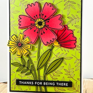 Carte de remerciement, carte de remerciement florale, carte d'appréciation florale, carte de remerciement d'avoir été là