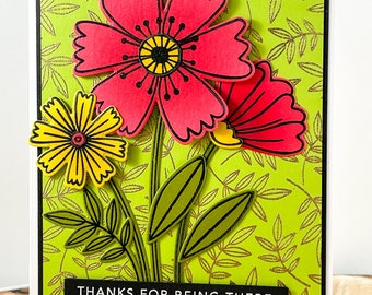 Thank you Card, Floral Thank You Card, Floral Appreciation Card, Thank You for Being There Card
