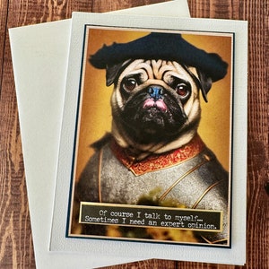 Carte carlin, carte chien drôle, carte chien mignon, carte amoureux des chiens, carte animal de compagnie, carte chien humoristique, carte avis d'expert