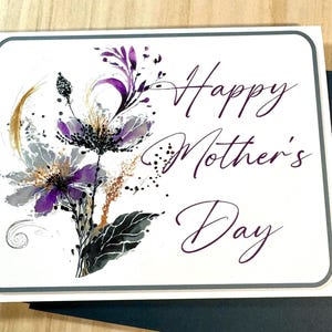 Élégante carte florale pour la fête des mères - Carte de voeux de style aquarelle faite main avec enveloppe