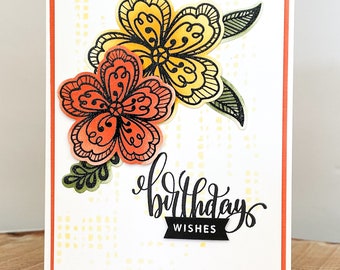 Handmade Floral Birthday Card, Friend Birthday Card, Flower Birthday Card, Beautiful Birthday Card, Canada Birthday Card