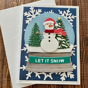 Carte de Noël de bonhomme de neige, carte de Noël faite main de boule de neige, carte de Noël faite main