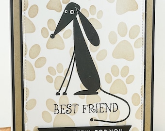 Handmade Thank You Card, Cute Dog Friend Card, Friend Card, Thank You Card, Cute Friendship Card, Grateful for You, Pet Sitter Card