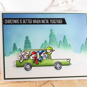 Carte de Noël faite main, carte de joyeux Noël, carte de Noël unique, jolie carte, carte de Noël de famille bonhomme de neige, carte de Noël de famille