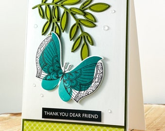 Thank you Card, Butterfly Thank you Card, Appreciation Card, Thank You Dear Friend Card