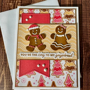 Carte de Noël en pain d'épice, carte de Noël faite main, jolie carte de Noël, carte de Noël pour partenaire