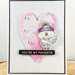Penser à vous carte, Love You Card, Friendship Card, You’re My Favorite, Handmade Card, Owl Card
