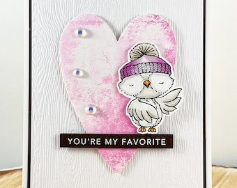 Thinking of You Card, Love You Card, Friendship Card, You’re My Favorite, Handmade Card, Owl Card